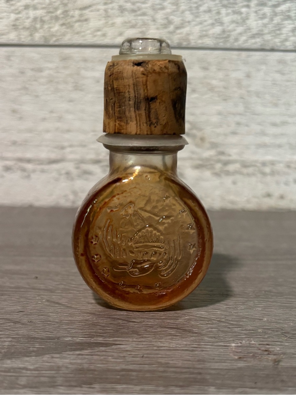 Avon Amber Glass Perfume Bottle with Cork Stopper - Brown and Clear